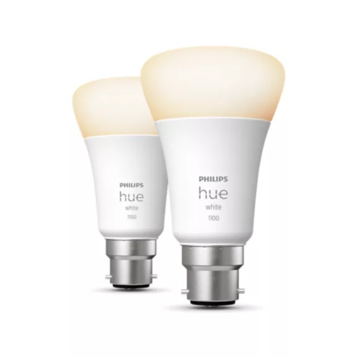Philips Hue LED B22 Bulb | White 2700K | 75W Equivalent – 2 Pack